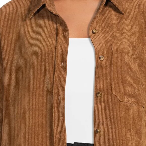 NEW Size Large Women’s Corduroy Shacket Jacket Shirt Button up Down L Amber Brow - Picture 12 of 12